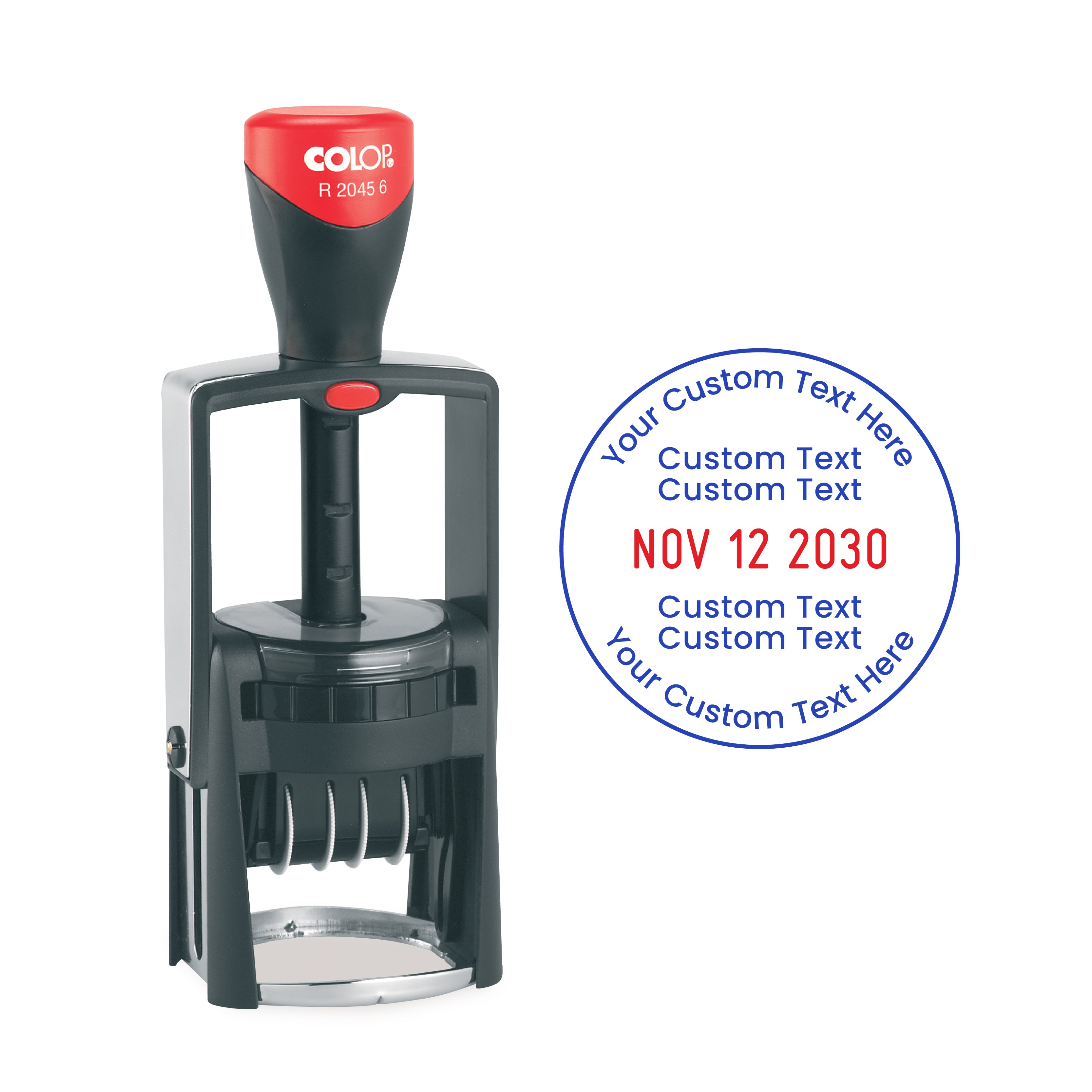 Colop R2045 6 Self-Inking Custom Date Stamp – 2 Color