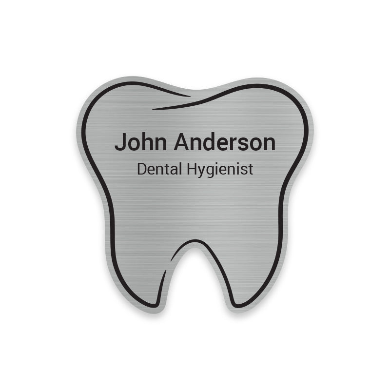 Engraved Dental Name Badge - Classic Tooth Shape