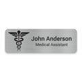 Caduceus engraved healthcare name badge for physicians, clinics, hospitals, and medical professionals.