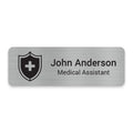 Healthcare Shield engraved name badge featuring a medical shield and cross for hospitals, clinics, and healthcare organizations.