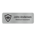 Heart Shield engraved healthcare name badge featuring a protective shield and heart symbol for healthcare professionals.