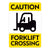 Yellow Caution Forklift Crossing Warehouse Safety Sign